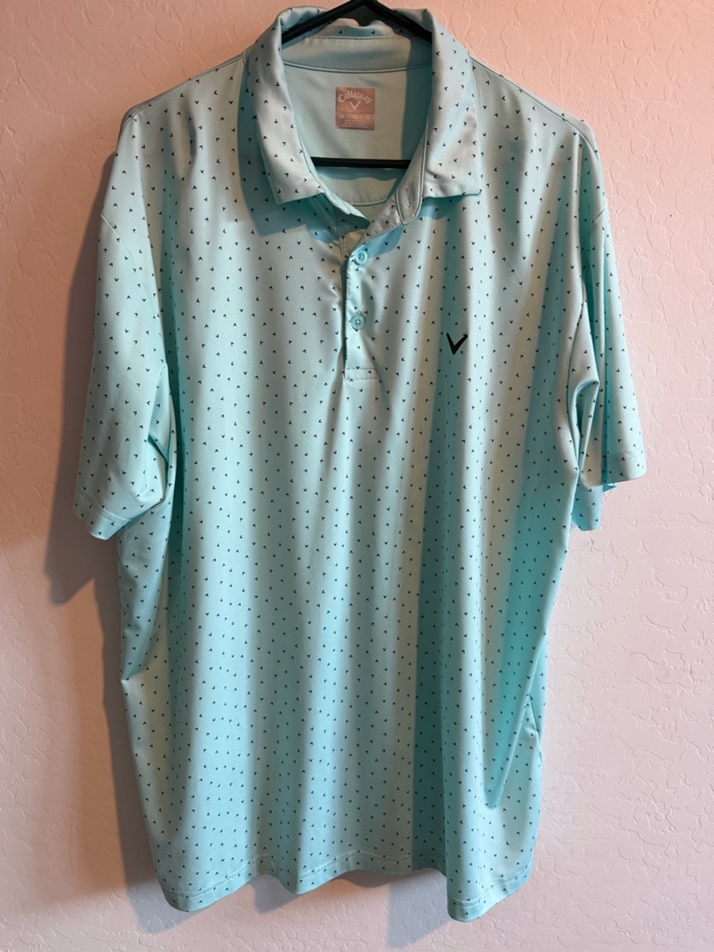 Callaway Men’s Light Mint Polo with Micro Triangle Print